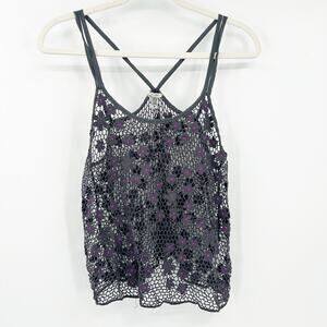 Ecote‎ Urban Outfitters UO Womens Boho Summer Floral Crochet Tank Top Cover Up S